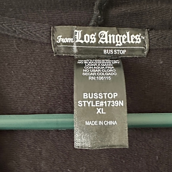 HD Black Hoodie, blue and silver Rhinestone Skull, two pockets and zipper - Picture 3 of 4